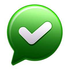 Isolated green bubble chat icon with check mark