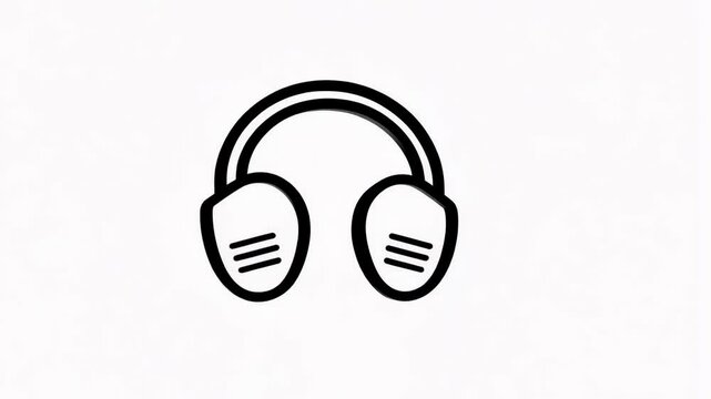 A simple line drawing of headphones on a white background