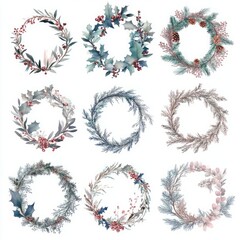 A collection of decorative floral wreaths for seasonal design.