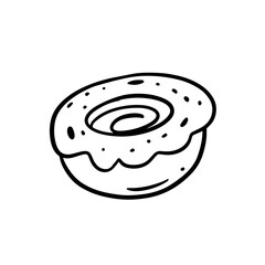 A Delicious Glazed Donut topped with colorful Sprinkles in a charming Simple Outline Style