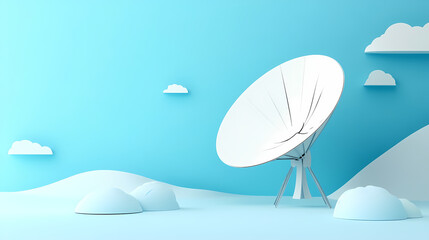 Obraz premium Satellite dish 3d paper cute vector image