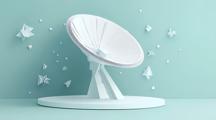 Obraz premium Satellite dish 3d paper cute vector image
