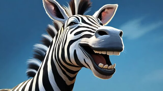 A head of smiling zebra