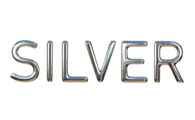 3d silver text with reflection on png transparent background.
