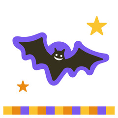 コウモリと満月の夜ハロウィンアイコン-4