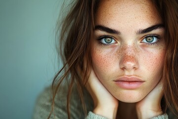 Fototapeta premium Stong woman with skin imperfections, Generative AI