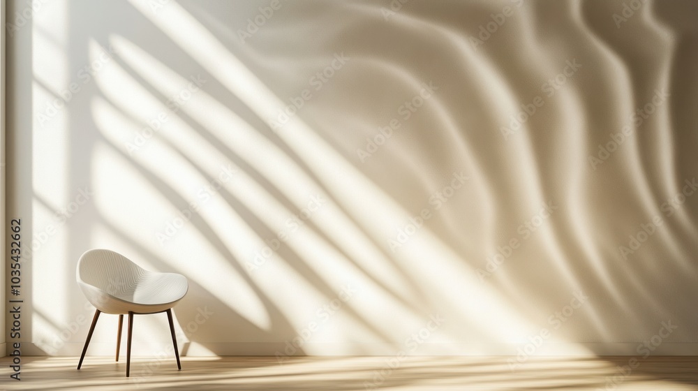 Poster shadow overlay of abstract patterns on a soft cream wall background, adding a creative and artistic 