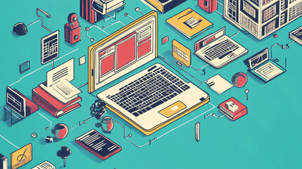 Fototapeta premium A compelling graphic exploring the role of technology in transforming education.