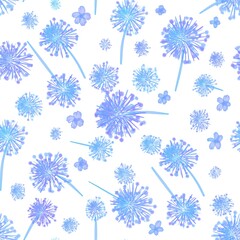 Watercolor dendelion seamless pattern.Beautiful modern fork art background.Spring flowers.Boho abstract.Nature botanical illustration.Hand painted. Design for eco,seasonal,decorate,tye dry.Hand drawn.