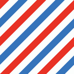 barbershop seamless pattern. white, blue and red color diagonal lines stripe texture patter