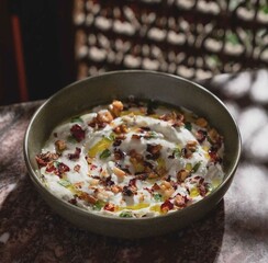 Oatmeal with Fruit, Nuts, Rice & White Cheese. 