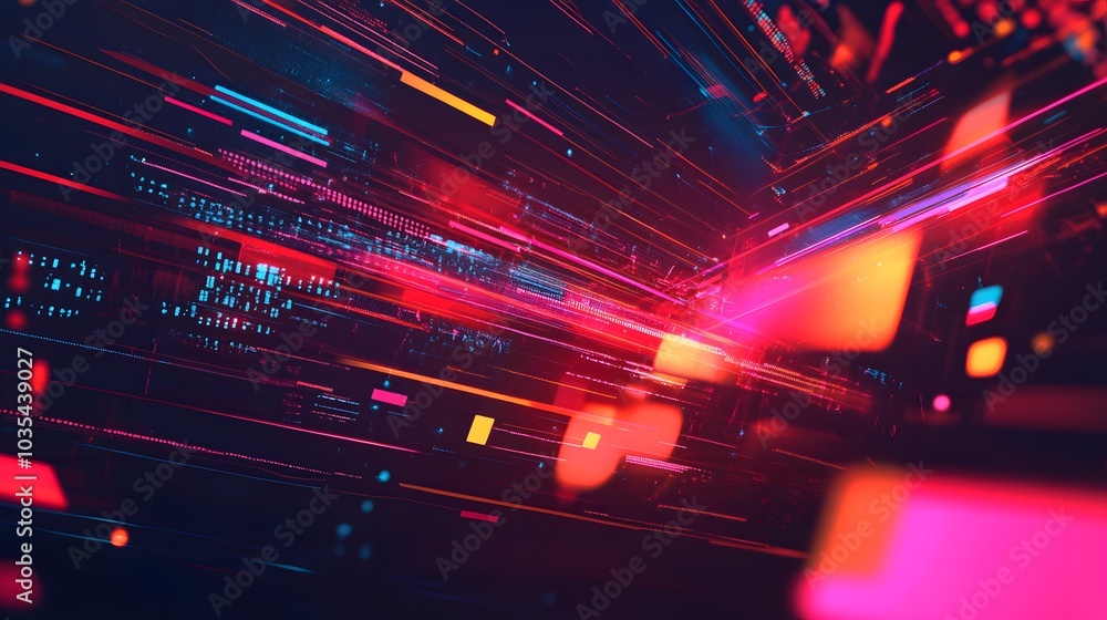 Wall mural web development concept with abstract high speed technology pov motion blur.