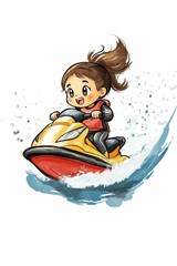 Naklejka premium Artistic illustration of jetski in water. Flat vector. Summer tropical sports.
