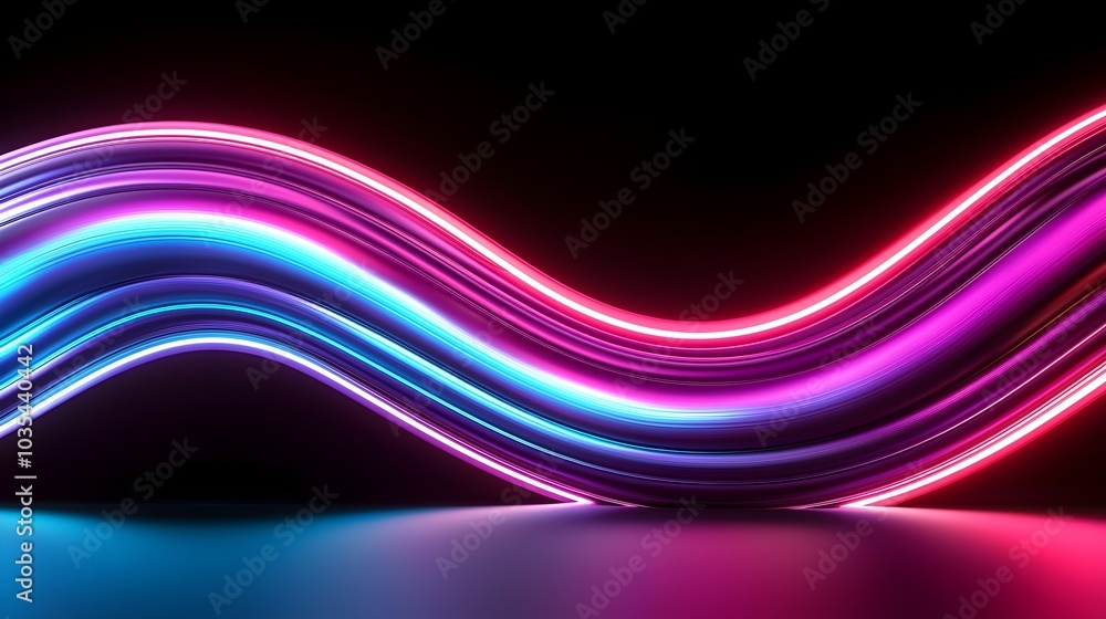 Poster holographic waves with metallic sheen - shimmering abstract textures in fluid motion and dynamic lig