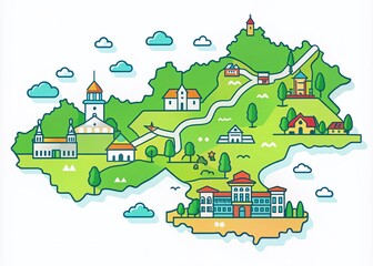 Fototapeta premium Kittsee City Vector Map - Stylized Outline Design for Austria Template Use