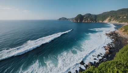 serene sea view with calm waves and clear blue sky