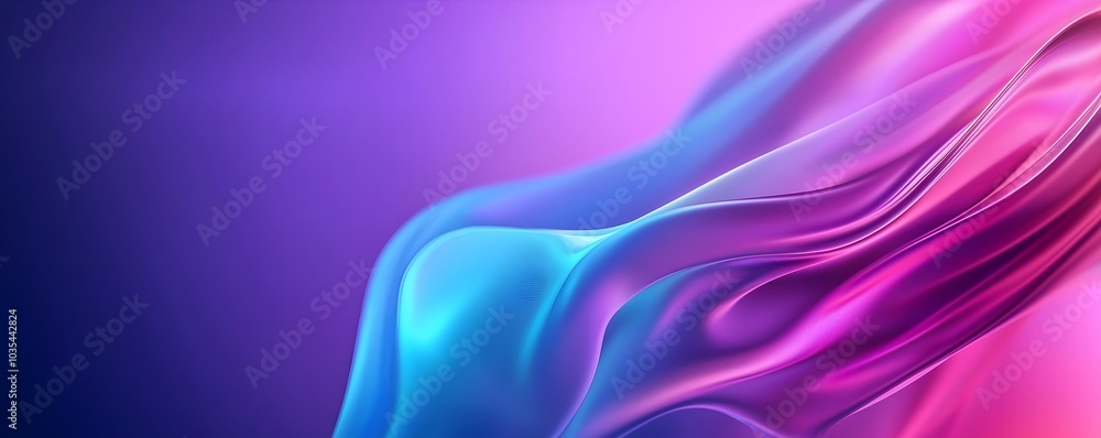 Poster futuristic abstract holographic shapes - iridescent fluid motion with reflective glowing textures fo