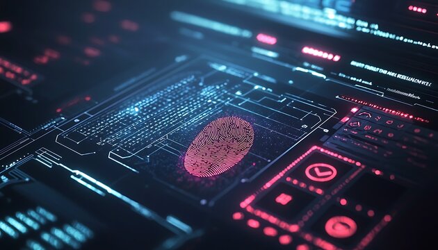 Close-up on a PC alert interface focusing on personalized fingerprint security tech.