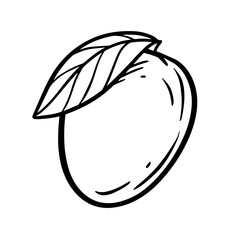An Intricate and Artistic HandDrawn Illustration Featuring a Mango Alongside a Leaf Detail
