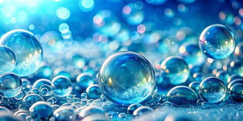 Mesmerizing super slow motion reveals a light blue bubbling scene at 1000fps, highlighting fluid dynamics with tilt-shift photography to create extraordinary abstract visuals and art.