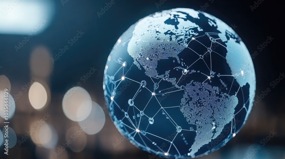 Poster the artwork features an abstract depiction of earth, emphasizing global networks and cyber technolog