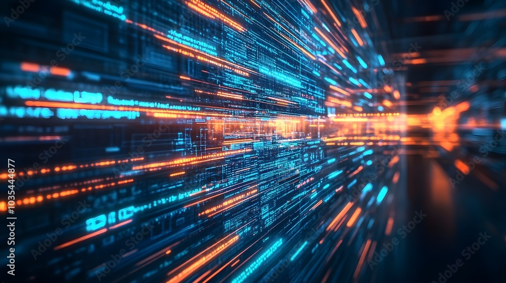 Wall mural web development concept with abstract high speed technology pov motion blur.