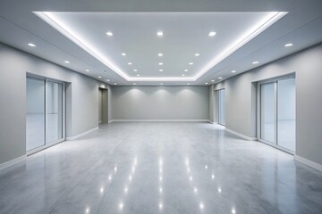 Fototapeta premium Light Grey Symmetrical Room - Aerial Photography of Empty Space for Minimalist Design and Modern Interiors