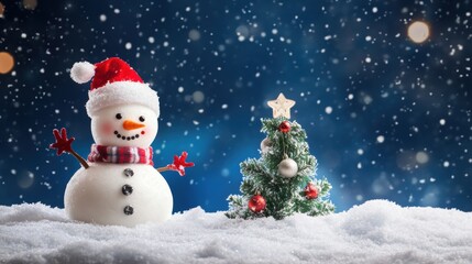 Cute snowman. Winter holiday theme.