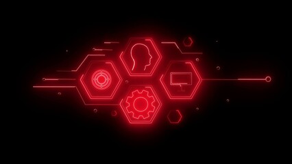 Technology icon set. Containing 5g, ai, robotics, biometric, geolocation, cloud computing and automation icon.