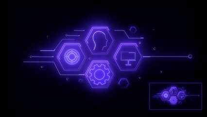 Technology icon set. Containing 5g, ai, robotics, biometric, geolocation, cloud computing and automation icon.