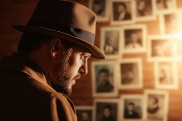 Obraz premium Shadows of Inquiry: A Detective's Contemplation