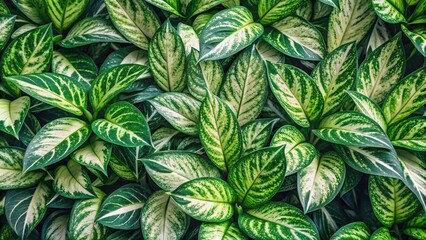 Lush green leaves with white variegation for natural backgrounds