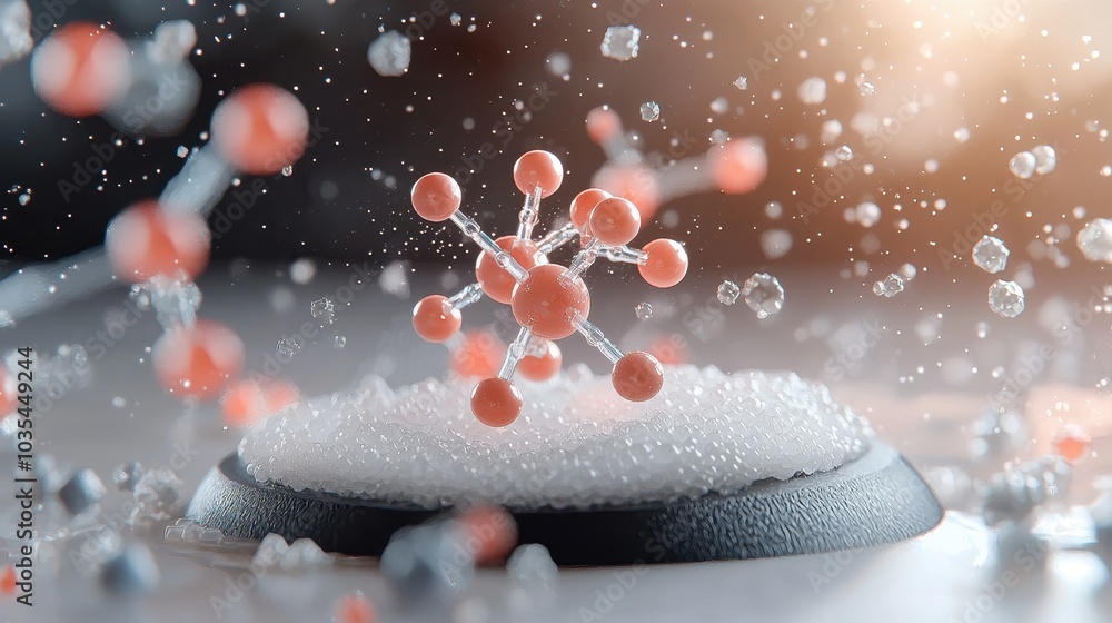 Poster futuristic molecular structure with layered components