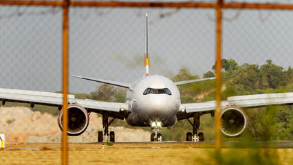 airplane on the runway before takeoff