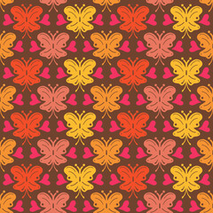 Butterfly and hearts seamless repeat pattern