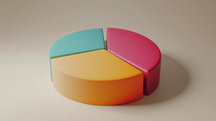 Obraz premium Colorful 3D rendered financial pie chart with copy space
