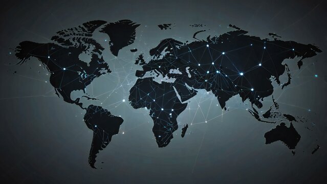 world map with binary code