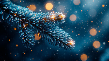 Fir tree branch in ice crust