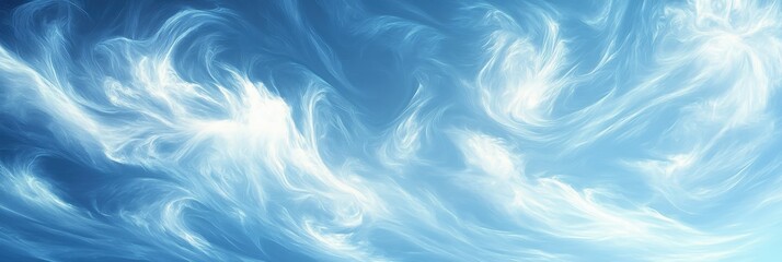 Obraz premium Wispy Clouds. Abstract Meteorology Art with Blue Sky Panoramic Background