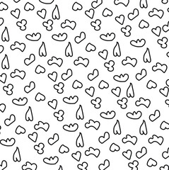 Plump little figures and hearts form the background.