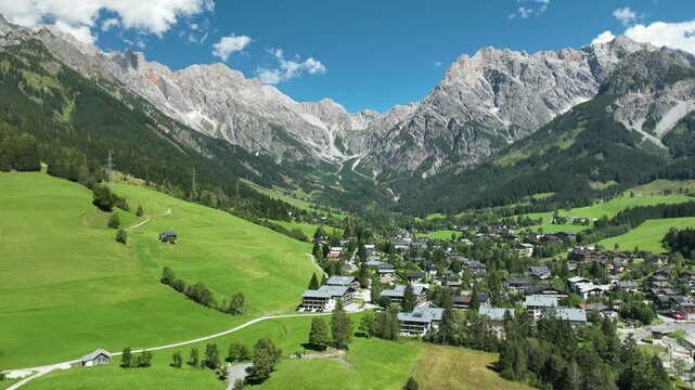 Stunning Alpine Village in the Austrian Mountains &ndash; Timelapse Aerial View, Hinterthal, Poch
