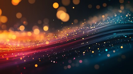 Obraz premium Abstract Background with Wavy Lines and Bokeh Lights