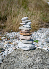 Stacked Stones Representing Balance and Tranquility in Nature