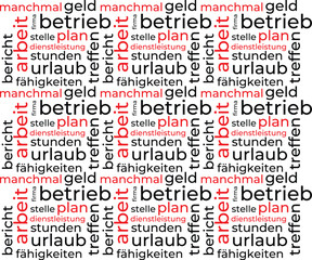 Wortwolke Vorlage über Arbeit in deutscher Sprache. Konzeptueller Vektor Hintergrund