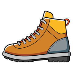 Work boot. Hiking boot trekking shoe. Adventure shoes. Vector illustration