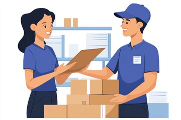 Woman providing the shipment status to the customer, Generative AI