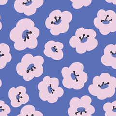 Cute Bold Floral Vector seamless Pattern. Perfect for fabric, wallpaper and children's projects. 