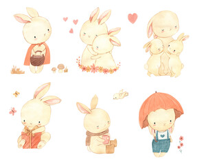 Watercolor bunny illustration for kids