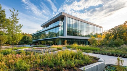 Obraz premium Modern Office Building in Natural Surroundings