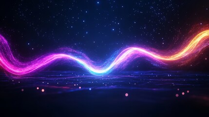 Obraz premium Abstract colorful wave of light in a starry space